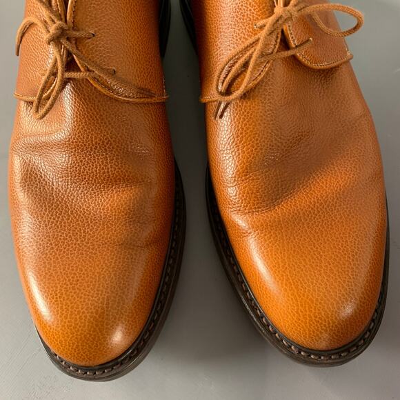 JOHN LOBB Size 8.5 Grove Brown Pebble Grain Leather Lace-Up Chukka Boots - Picture 10 of 11